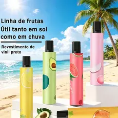 Guarda-Chuva Dobrável Portátil com Estampa de Frutas | Proteção UV e Impermeável para Sol e Chuva