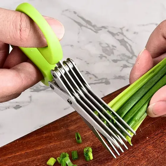 Tesoura para cozinha-Cortar, Picar Legumes, Verdura e Ervas-5 Lâminas Inox