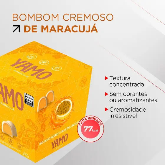 Bombom zero açúcar recheio de maracujá caixa com 18 un 15g cada yamo topway