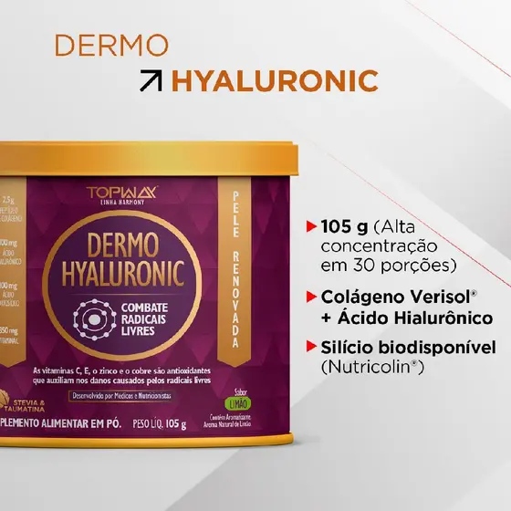 Suplemento para pele dermo com ácido hialurônico topway 105g com vitaminas