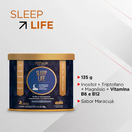 Suplemento sleep life para dormir com inositol 135g topway natural com triptofano