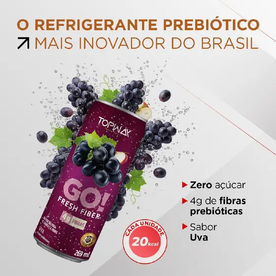 Bebida Gaseificada Prebiótica Go Fresh  Sabor Uva 269ml