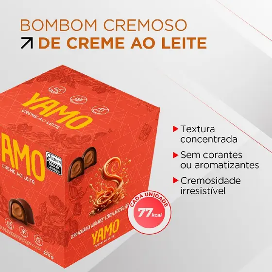 Bombom zero açúcar recheio ganache ao leite caixa com 18 un 15g cada yamo topway