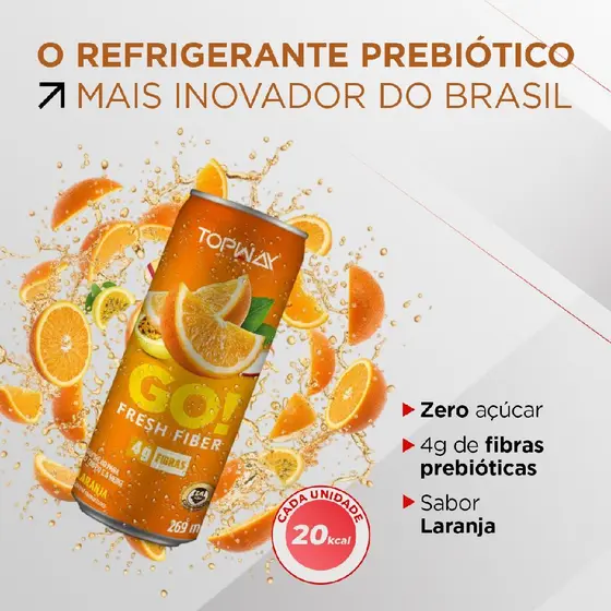 Bebida Gaseificada Prebiótica Go Fresh Sabor Laranja 269ml