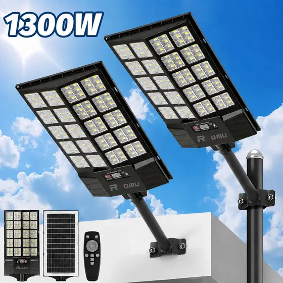 Kit 2 Solar Lights Outdoor Lighting Solar Lamp 1300W/1100W/1000W