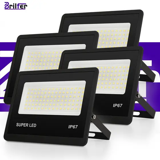 Kit4 Refletor LED 400W IP67 A Prova d'Água Branco Frio 6500K Super Brilhante Economia e Vida Longa