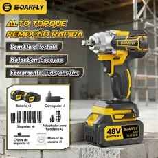 Parafusadeira Furadeira e Chave De Impacto 48v 02 Baterias Sem Fio Soquetes com Maleta Profissional
