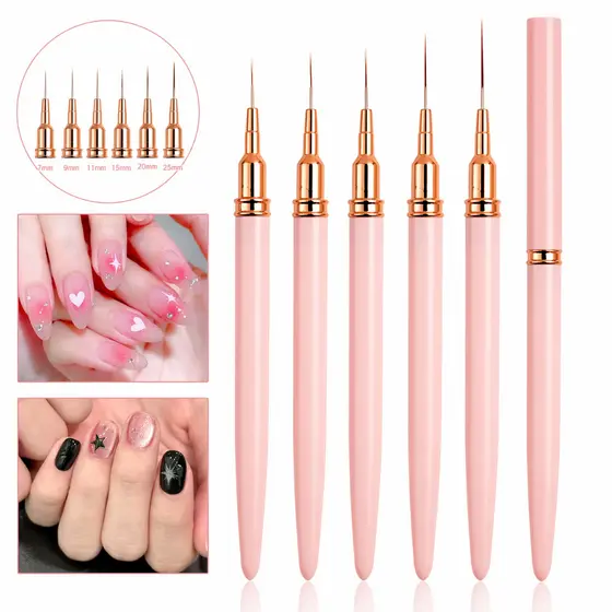 Kit 5 Pincéis Nail para Unhas Gel UV - Manicure Profissional