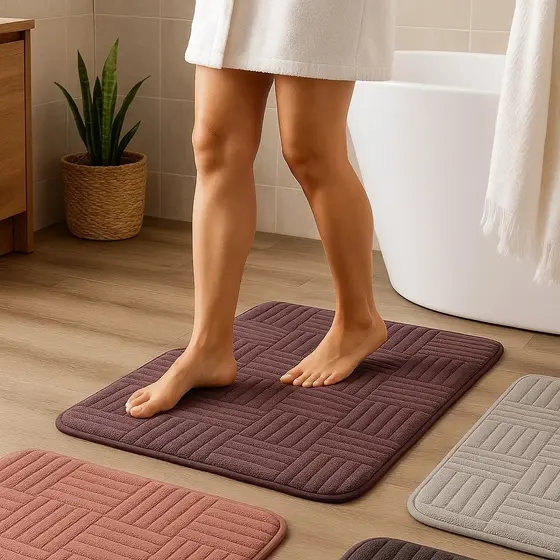 Tapete Retangular Felpudo Sala Quarto Banheiro Macio Relevo Conforto Decoração Cinza, Rosa e Preta
