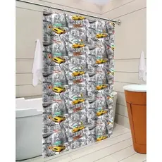 Cortina para Box Estampada NY com Ganchos antiácaros Banheiro Seco Não Molha Funcional