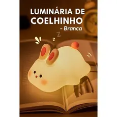 Luminária LED Coelhinho Infantil Abajur Quarto Bebê Luz Noturna De Mesa Decorativa Branca