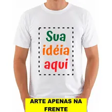 Camisa Camiseta Unissex Branca Personalizada ARTE NA FRENTE Adulto e Infantil com sua Estampa, Foto, Frase, Logomarca