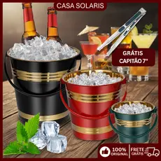 Balde De Gelo Inox Balde De Gelo 1/3/6 Litros Ideal Para Resfriar Cervejas Uísque Champanhe Festas