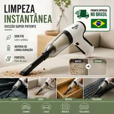 Aspirador Portátil Sem Fio 🔥 Limpeza Instantânea | Alta Sucção para Carro, Casa e Teclado 5 em 1