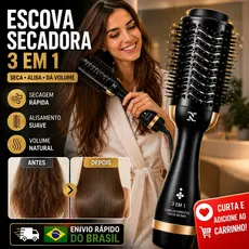 Escova Secadora 4 em 1 220V | Seca Alisa, Modela e Dá Volume com Anti Frizz e Envio Rápido do Brasil