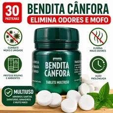 Pastilhas de Cânfora Bendita Cânfora 30 Unidades Antimofo Elimina Odores Armários Gavetas Sapateiras