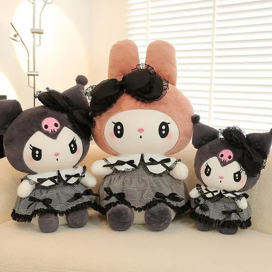 40cm Sanrio Kuromi Minha Melodia Brinquedo De Pelúcia Tamanho Grande Kawaii Gótico Pequeno Pano Boneca Menina Crianças A