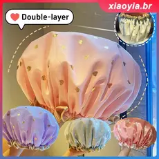 Touca de banho de duas camadas Fashion Love à prova d'água #39; Touca de banho doméstica Touca de cabelo à prova d'água