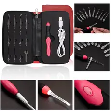 Conjunto de ferramentas de tricô LED 11 em 1 e crochê/recarregável por USB e --- * e - ****-