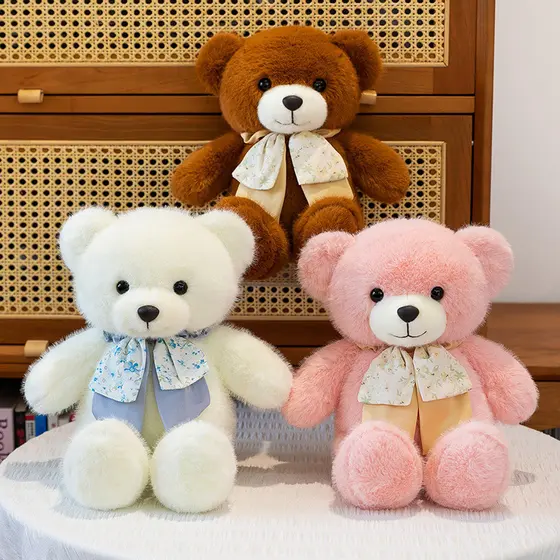 Arco Dois Desenhos Animados Lenço De Seda Transformável Urso De Pelúcia Brinquedo Flor Mochila Presente De Aniversário-&