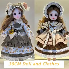 Boneca BJD De 30 Cm Com Roupas , Múltiplas Articulações Móveis , Simulação 3D , Olhos De Menina , Brinquedo De Aniversár