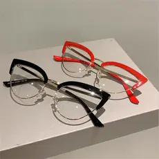 Óculos De Bloqueio De Luz Azul Feminino Na Moda Olho De Gato Armação De Metal Leitura De Computador-* & -