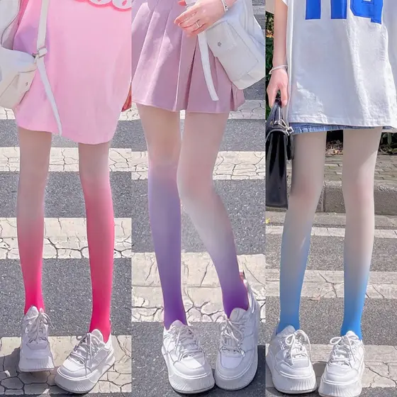 Moda gradiente cor senhoras Leggings meninas quentes verão produtos promocionais rosa azul roxo senhoras meia-calça * -