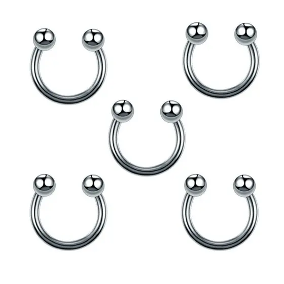 Kit 12 Piercing de Ferradura bolinha em Aço inox 6mm 8mm 10mm