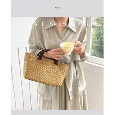 Bolsa de Palha de Grande Capacidade, Bolsa Feita à Mão, Bolsa Feminina, Bolsa de Praia para Férias de Verão, Bolsa Casua