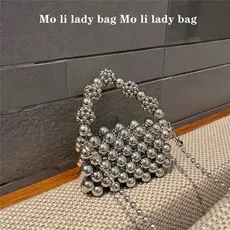 Mini bolsa de tecido artesanal com contas, bolsa feminina vazada, bolsa de ombro feminina, bolsa transversal, bolsa para