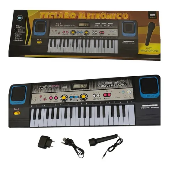 Teclado Eletrônico Infantil C/ Microfone 37 Teclas Brinquedo