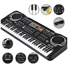 Brinquedo Teclado Piano Elétrico Infantil De 61 Teclas Com Microfone E Fonte