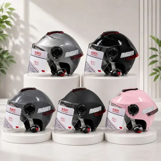 Capacete Para Bicicleta Eletrica Com Viseira Transparente e Colorida D307 Capacete de Proteçao