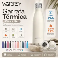 WATERSY-Aço inoxidável 304,Academia Garrafa térmica Copo de água Aço Inox Garrafa Portátil 500ml