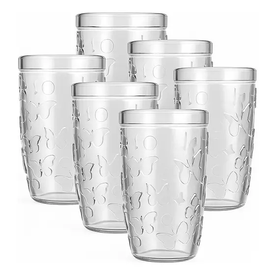 Kit Jogo de 6/12 Copos De Vidro 270ml Nadir Aurora Conjunto De Copos Transparente