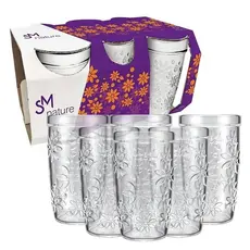 jogo de Copos Nature 6 Peças de copo de vidro 270ml Nadir