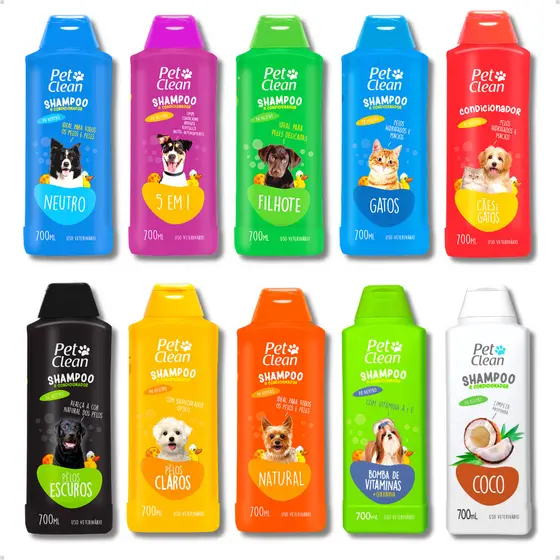 Shampoo e Condicionador Pet Shop para Cachorro e Gato Pet Clean - 700ml