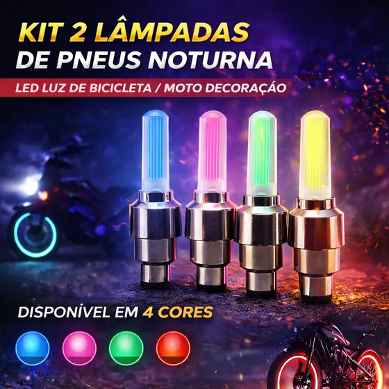 Kit 2 Lâmpadas LED para Rodas com Ativação Automática por Movimento