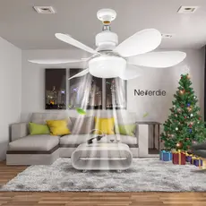 Ventilador de Teto Turbo Silencioso Oval 60W/80w 6 Pás LED 3 Cores E27 Controle Função Timing Bivolt