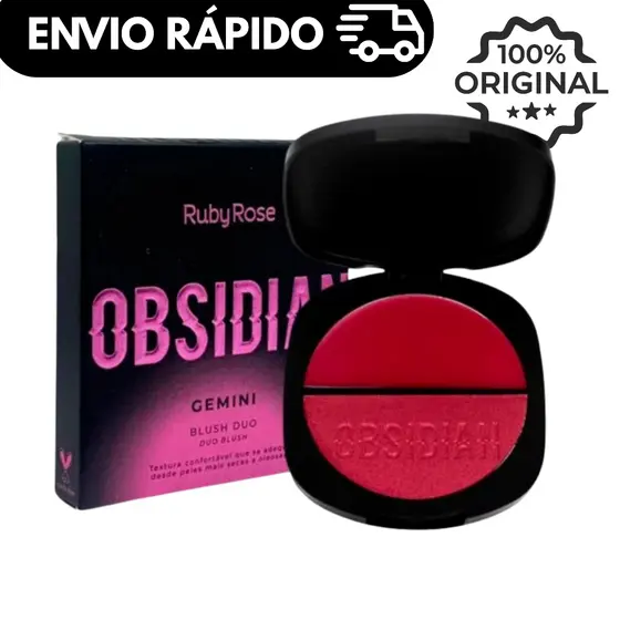 Blush Duo Cintilante Gemini Compacto/Cremoso OBSIDIAN BY RUBY ROSE HB1000