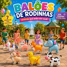 Balões Metalizado Brinquedo Animais Rodinha Unicornio Coelho Vaquinha Elefante Cachorro