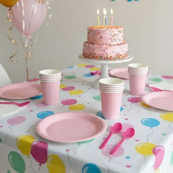 Kit Festa Papel Biodegradável Completo Descartável Copos Pratos Múltiplas Cores