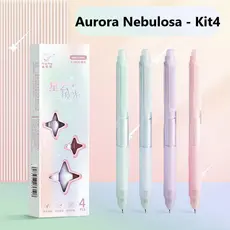 Kit 4 Canetas Gel Retrátil 0.5mm Escrita Suave Escolar Escritório Premium WJ-6