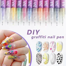 Conjunto De Canetas Para Arte Em Unhas De 12 Cores Marcadores De Gel  Caneta De Esmalte MJ-1