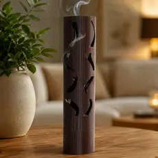 Incensário Difusor de Aromas Decorativo Porta Incenso Aromatizador Zen Moderno Preto 25cm Presente Luxo