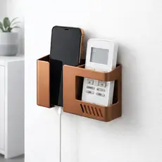 Suporte Celular Parede Duplo Dois em Um Multifuncional Sem Furar Kit Para Controle Bronze Cobre Metalizado