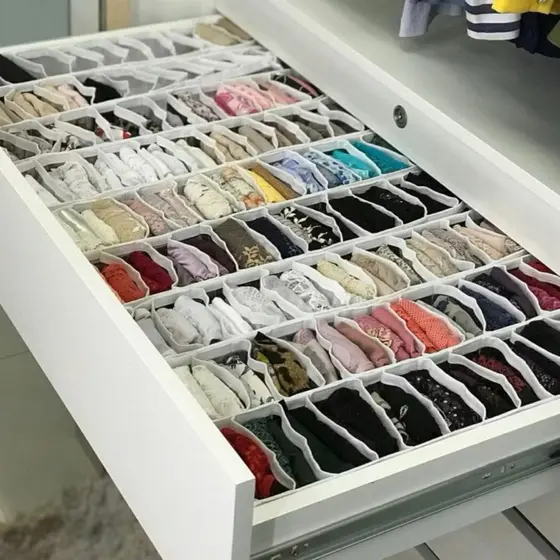 Organizador Gavetas Plastico Multifuncional 7 Compartimentos Divisor Guarda Roupa