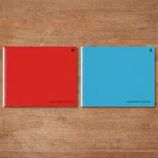 Caderno Escolar Cartografia Desenho 60 Folhas KBom Animativa Capa Lisa Vermelha e Azul Projetos Artísticos Papel 63g