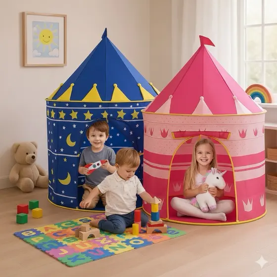 Barraca Infantil Cabana Castelo Rosa Azul Adesivos Decorativo Cabaninha Casinha Brincar Festa Pijama Impermeável Segura