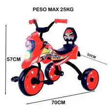 Triciclo Infantil Vermelho Com Luzes Brinquedo Seguro E Divertido